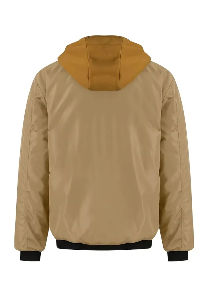 Men's Olive Green Bomber Jacket with Zip Detail - Image 2