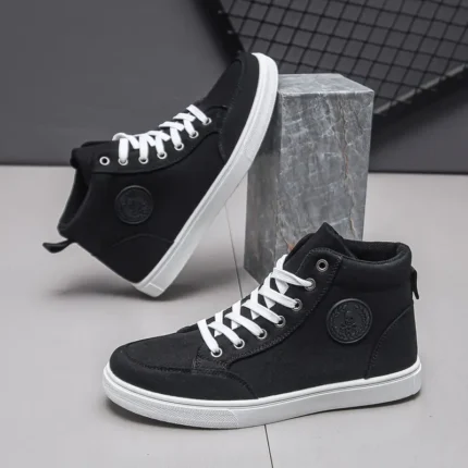 Black Breathable High Top Non-slip Sports Board Shoes For Men