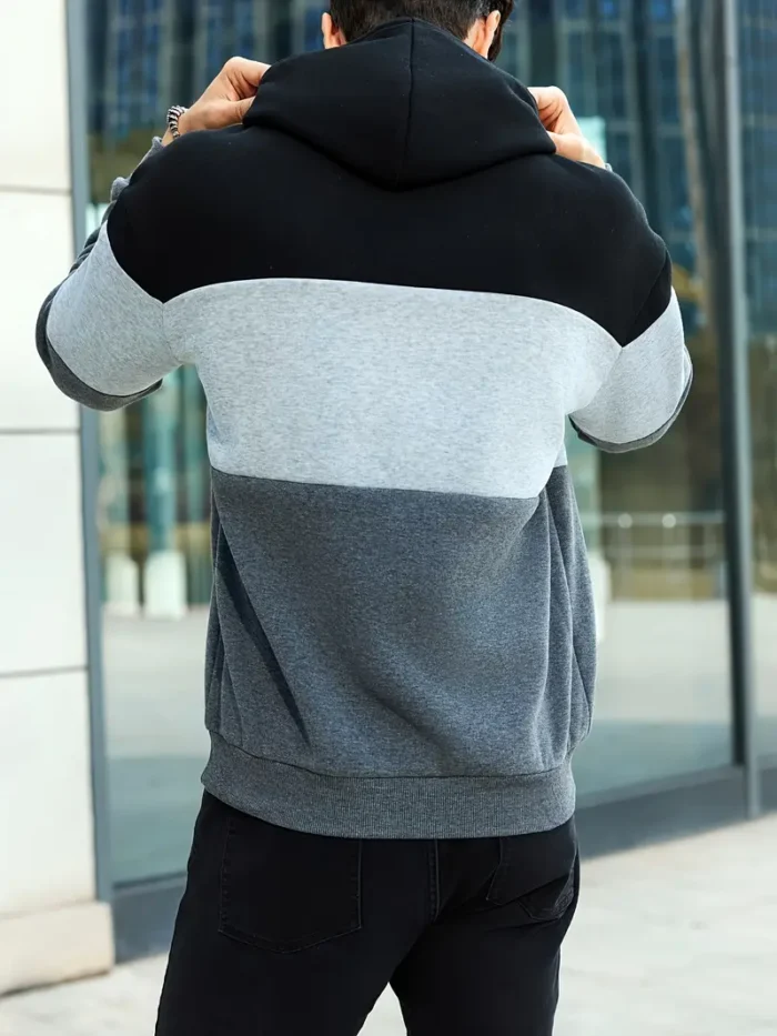 Men's Casual Color Block Hoodie | Long Sleeve Soft Hoodie - Image 2