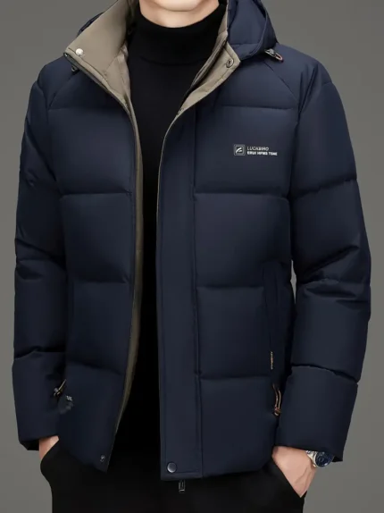 Navy Blue Men'S Hooded Jacket for Hiking & Work