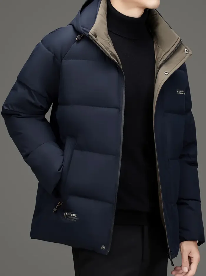 Navy Blue Men'S Hooded Jacket for Hiking & Work - Image 2
