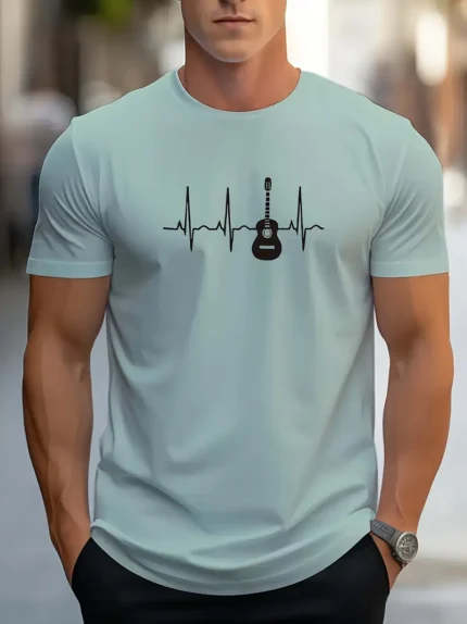 Men's Crew Neck T-shirt - Deep Sky Blue