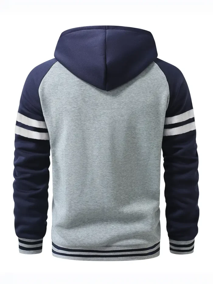 Full Zipper Men's Fashion Hoodie - Light Grey - Image 2