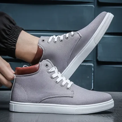 Men's High-Top Canvas Sneakers - Grey White