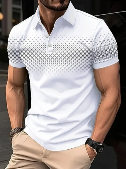 Men's Argyle Pattern T-Shirt (White And Black)