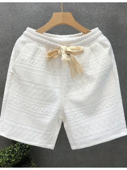 Men's Casual Drawstring Shorts - White
